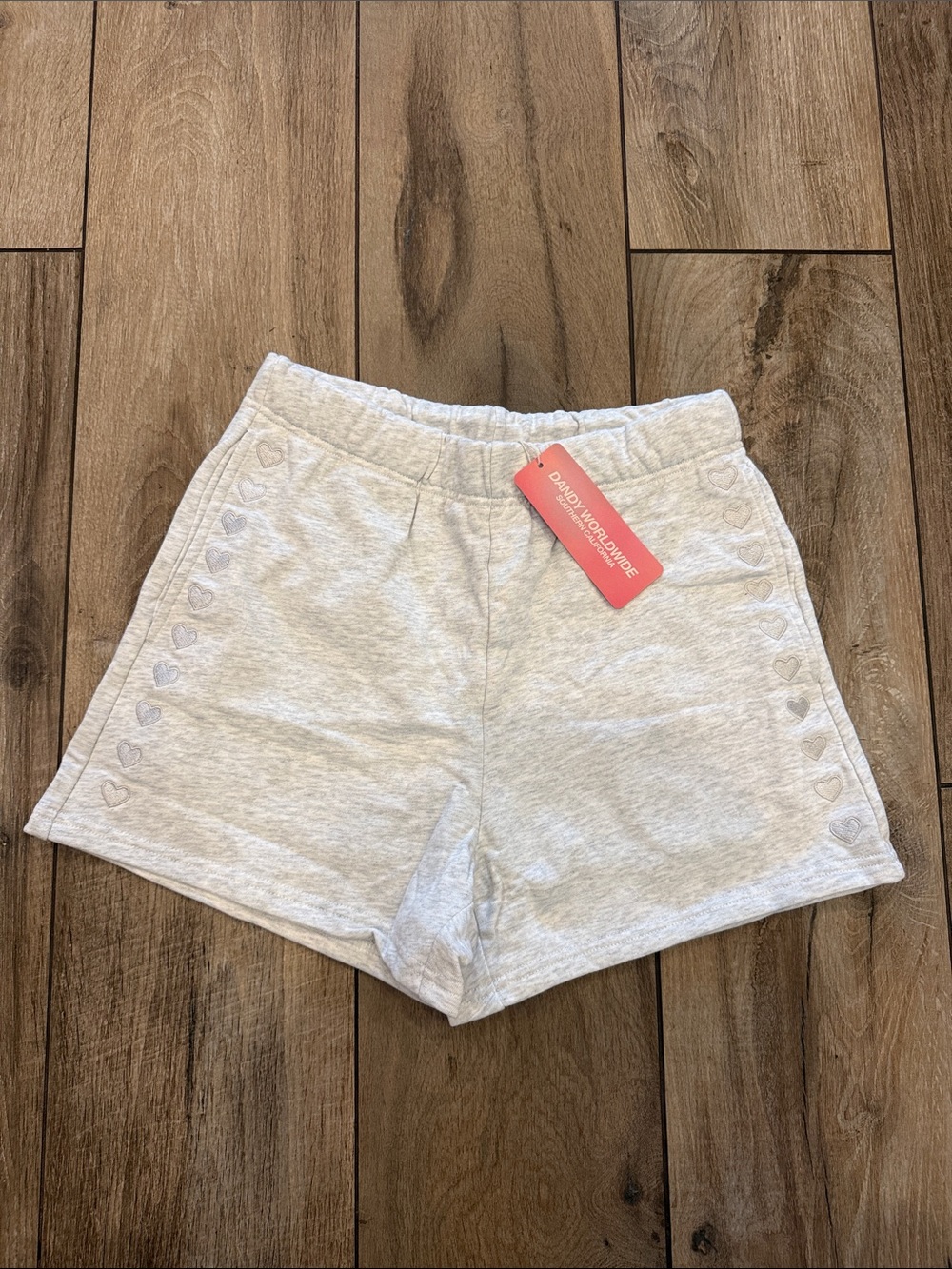 Women’s Light Gray Athletic Shorts with Heart Detail